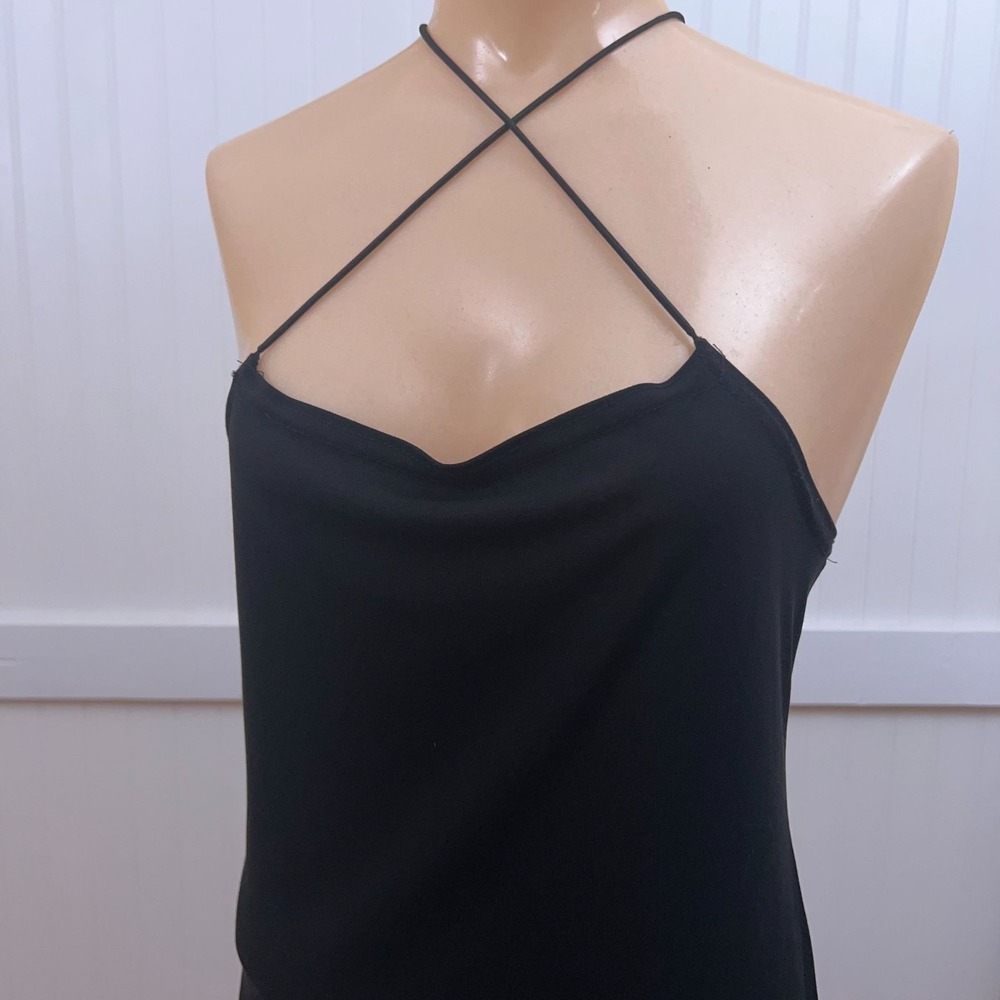 Jump Vtg Black Dress Y2K Elegant Whimsigoth Witchy Slip Halter Chic LBD 13
